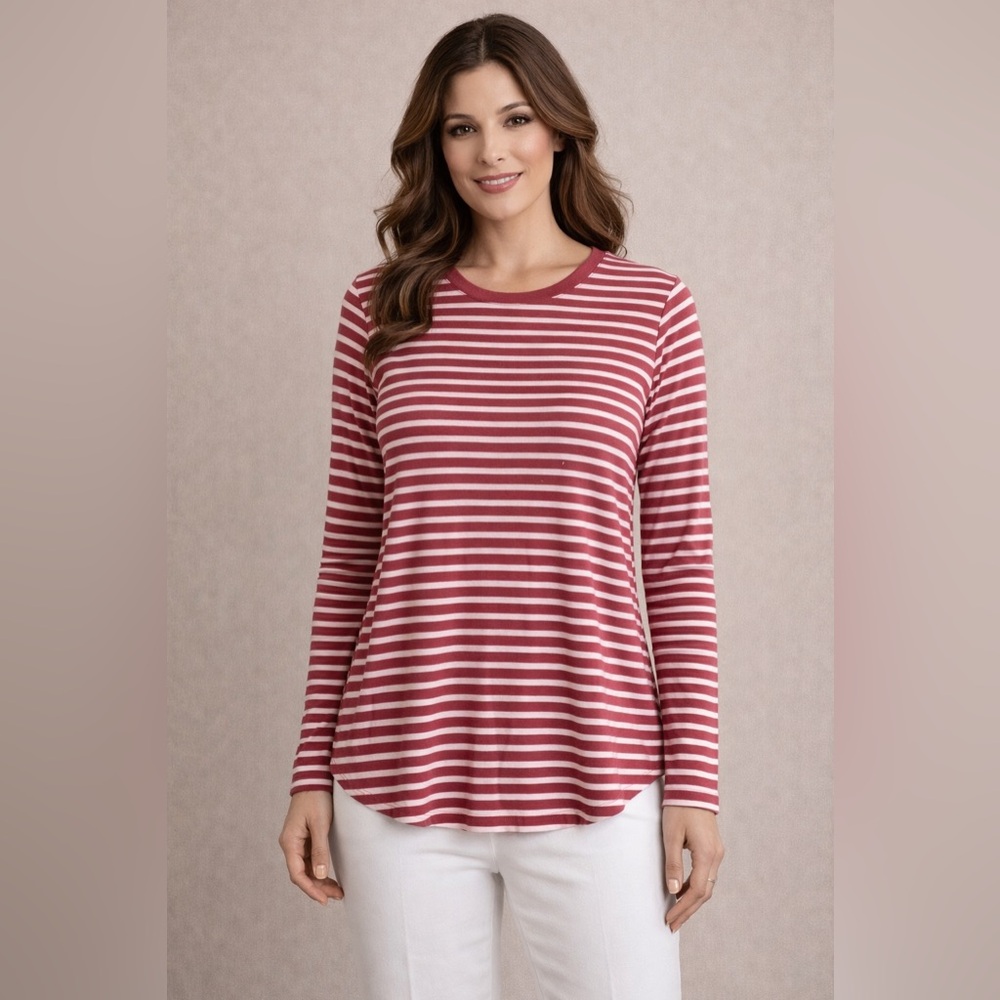 NEW Luxe Striped Long Sleeve Top - Red and White